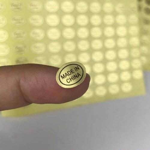 500 small stickers 1.3x0.9cm gold background ellipse shape MADE IN CHINA label sticker universal oval country of origin sticker