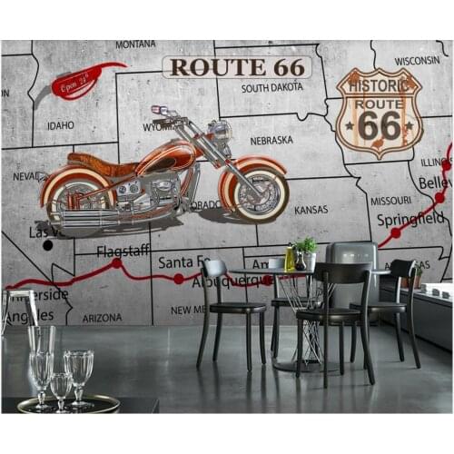 3d wall murals wallpaper for living room Ride a motorcycle on Route 66 to tour the American concrete wallpaper for walls 3 d