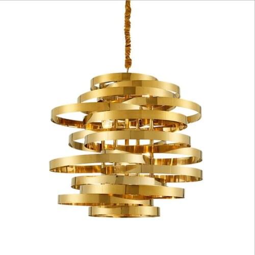Stainless steel tornado chandelier new classical creative tornado atmosphere luxury restaurant living room lighting fixture led