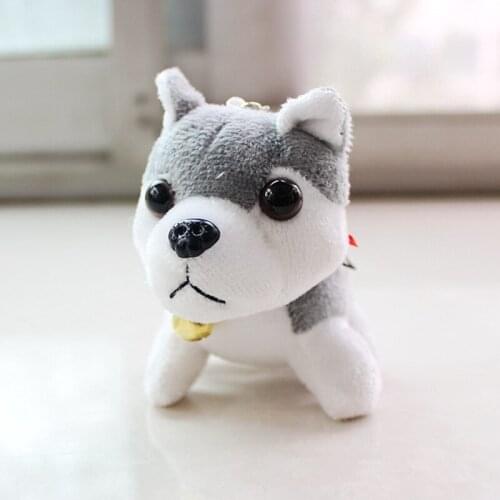 New Fashion 3D Cute Bell Husky Dog Plush Toy Keychain Woman Bag Charms Car Key Ring Chain Man Trinket Jewelry Wedding Party Gift