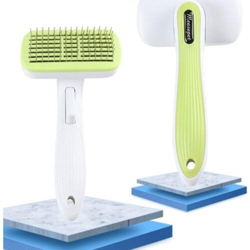 New Portable Dog Comb Hair Remover Stainless Steel Pet Combs With One-click automatic hair removal For Cat Cleaning Supplies