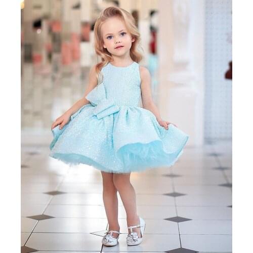 New Baby Girls Dresses Pink/Blue Sequins Infant Kids clothes Children Birthday Party Dress Photogragh
