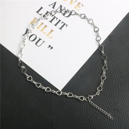 Hip Hop Love Hollow Stitching Titanium Steel Necklace Fashion Mens and Womens Stainless Steel All-match Necklace