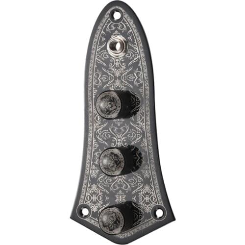 Aluminum Alloy Engraving Harness Control Panel For Jazz Bass Jb Guitar Switch Control Panel For Fender Jazz Bass Guitars Chrome