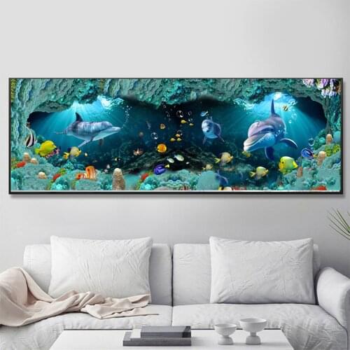 Full square round diamond painting Undersea marine animals diamond embroidery 5D diy rhinestone mosaic diamond inlaid I15