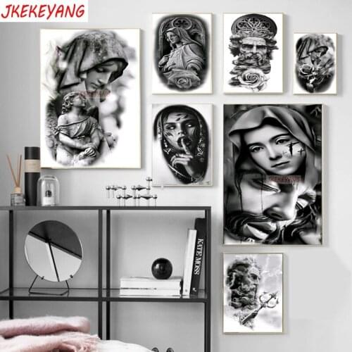 Full Square/round Drill 5D DIY Diamond Painting Black white Virgin Mary Jesus Religion Embroidery Cross Stitch Home Decor Y3400
