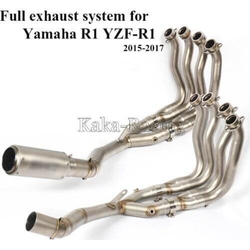 R1 Full Titanium alloy system Motorcycle Exhaust Muffler Escape sc tail + Front link pipe slip-on for Yamaha R1 YZF-R1 2015-2017