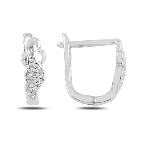 Silver 925 Sterling Zircon Cubic Zirconia J Earrings