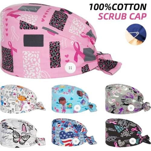 New Worker Scrubs Caps Adjustable Cotton Bandage Nursing Hat Pet Shop Dentist Clinic Chef Lab Scrub Hats Unisex Accessories Cap