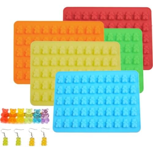 Silicone Forms Silicone Mold Gummy Bear Shape Bear Mould Jelly Bear Cake Candy Trays With Dropper Rubber Chocolate Maker