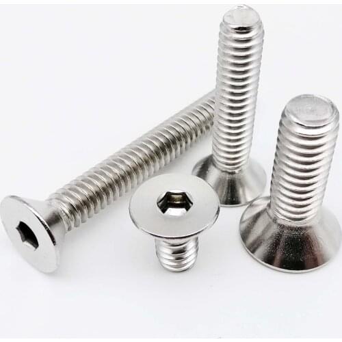 10/50pcs UNC US 2#-56 4#-40 6#-32 8#-32 10#-24 304 A2 Stainless Steel Hex Hexagon Socket Flat Countersunk Head Screw Bolt