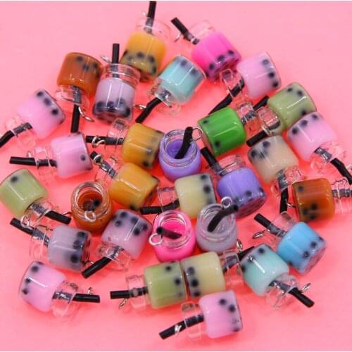 10pcs 15*11mm Charms Pearl Milk Tea Pendants Crafts Making Findings Handmade Jewelry DIY for Earrings Necklace