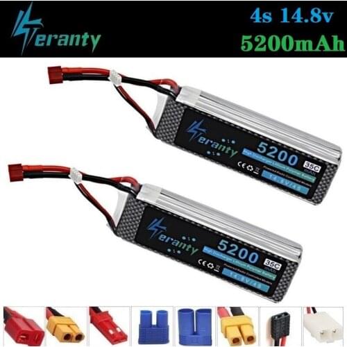 100% Capacity 4S 14.8v 5200mAh 35C LiPo Battery For RC Drone RC Cars RC Robots RC Boats toy 14.8v Rechargeable Lipo Battery 2pcs