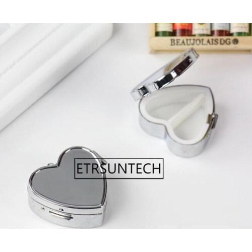 100pcs Pill Box Silver Blank Oval Heart Rectangle Metal Pill Container Jewelry Storage Box 2 Compartments
