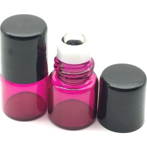 20pcs Refillable Mini Roll on 1ml Glass Bottles for Essential Oils Roller Perfume Rose-red Roller Bottle Fast Shipping