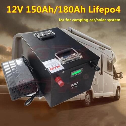 GTK Lifepo4 12V 150Ah 180Ah Lifepo4 battery pack charge current 14.6V for camping car solar system inverter+10A Charger