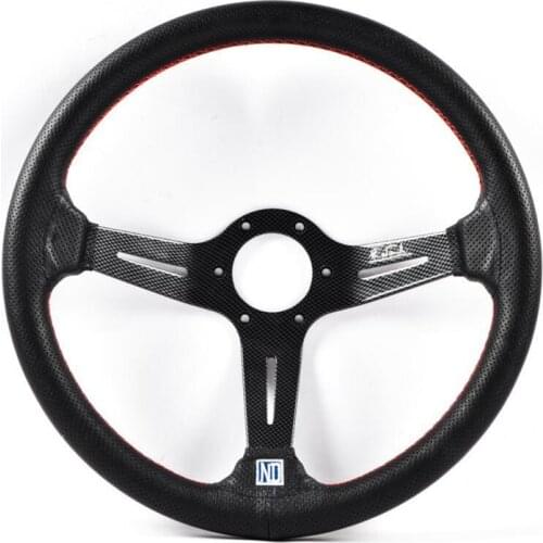 Aluminum ND 14inch Real Leather Steering Wheel Drift Sport Steering Wheels carbon fiber look