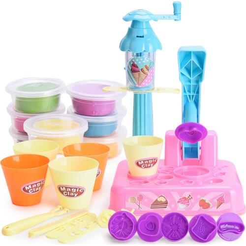 Ice Cream Machine Playdough Clay Mold Tool Set Handmade Nontoxic Clay Pretend Play Dough Toys for kids Children Toy Skin Mud