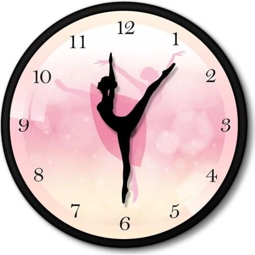 Ballerina Girl Pink Ballet Dancer Iron wall clock Metal frame Room decorative Dancing Studio Time clock