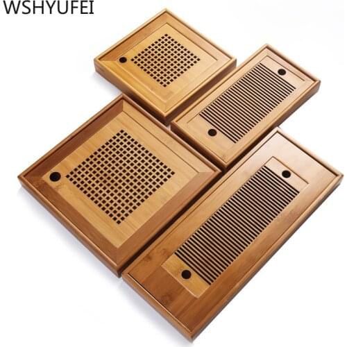 Bamboo Tea tray Household Rectangular Modern Simple Small Bamboo Water Storage Square Tea set Tea Tray dropshipping