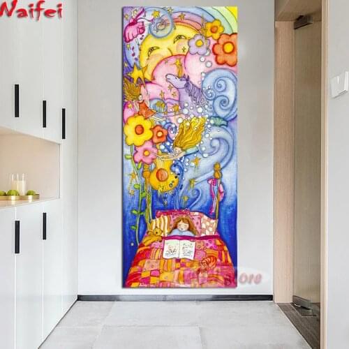 Large 5D DIY Diamond Painting Sweet Dream Full Square Round Picture Of Rhinestone Diamond Mosaic Girl Dreaming Gift Home Decor