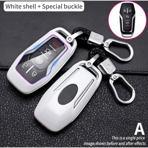 Carbon Fiber ABS Car Key Cover Case For Ford Fusion Mondeo Mustang F-150 Explorer Edge 2015 2016 2017 2018 Car Styling Keychain