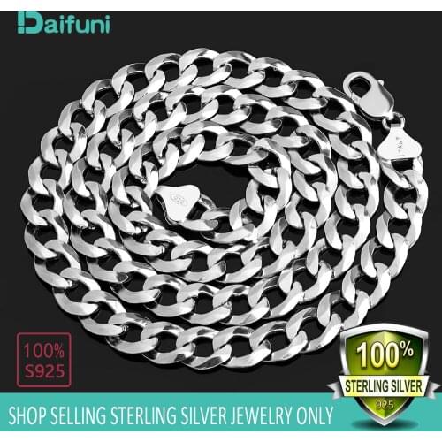 Daifuni Customize 100% Real 925 Sterling Silver chain necklace Color silver Figaro chain necklace men jewelry free shipping