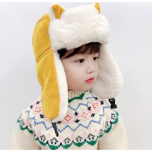 Childrens hat parent-child winter Earflaps ushanka boys and girls Korean cute cat thermal and windproof cold protection hat