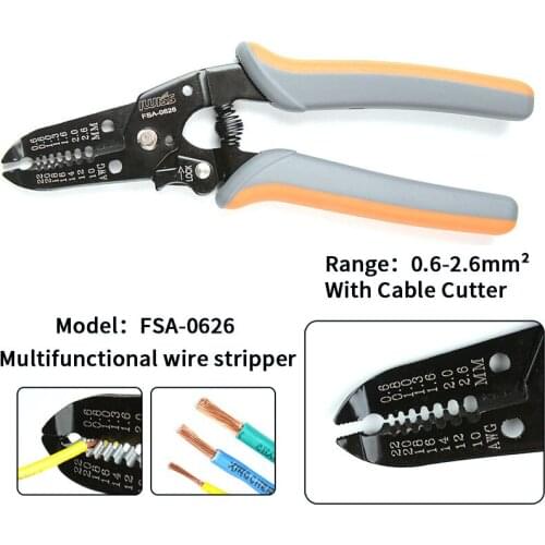 FSA-0626 multitool Stripper Cable Cutter Scissors Tool Pliers mini wire cable cutters 0.6-2.6mm² multifunctional wire stripper