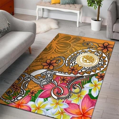FSM Area Rug Turtle Plumeria Gold Anti-slip Rug Carpet Home Decoration Living Flannel Bedroom Non-slip Floor Rug