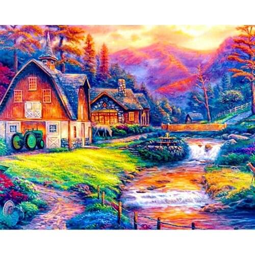 Cabin diamond painting cottage scenery rhinestone embroidery landscape mosaic sticker decor diamond dots poster wall paper diy