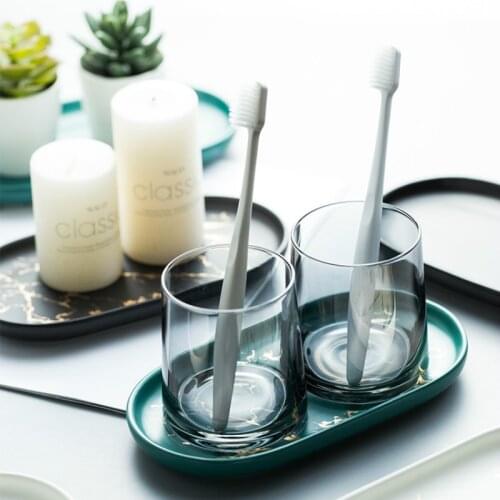 Northern European-Style Ceramic Marbling Oval Tray Jewelry Storage Tray Bathroom Cup Storage Tray