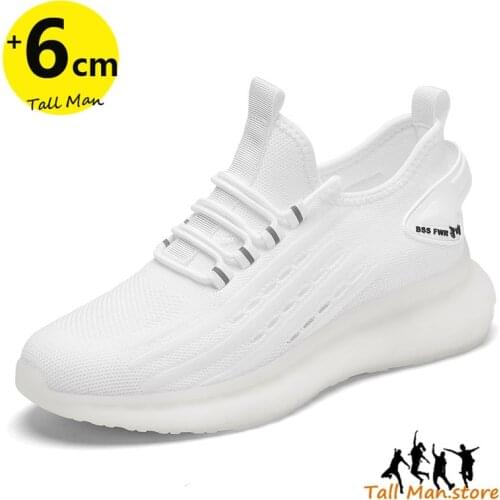 Sneakers Men Elevator Shoes Height Increase Shoes Insoles 6CM Mesh Tall Shoes Height Shoes Man Summer