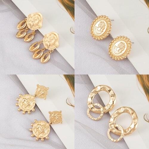 Fashion Punk Earrings for Wome Vintage Statement Geometric Earrings Metal Dangle Hanging Earrings 2021 Trend Female Jewelry