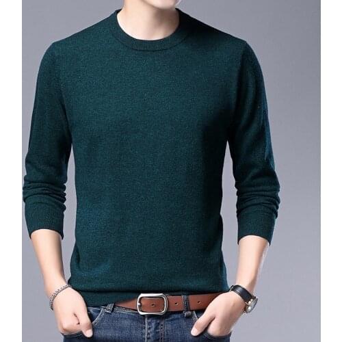 Man 100% Merino Wool Sweater Autumn Winter Solid Color Cashmere Sweaters Man O- Neck Jumper Long Sleeved 12 Colors