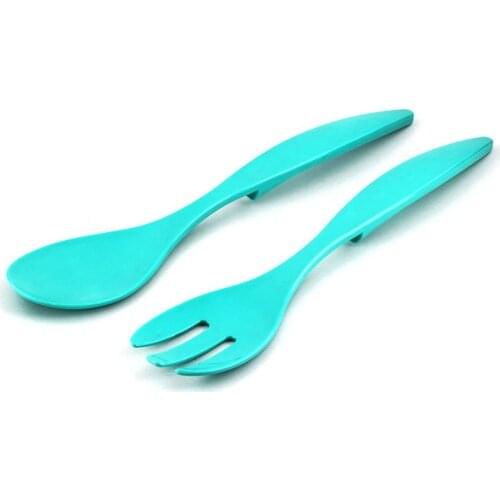 2'Li Turquoise Fork Spoon Set