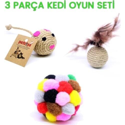 Petviya 3 Piece Cat Toy Ball Set | Cat Play Set 320216341