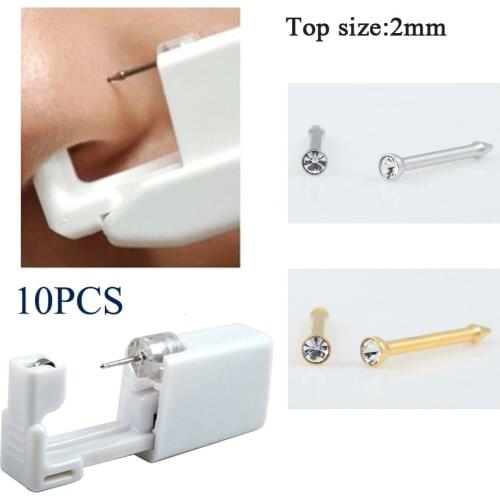 Disposable Nose Piercing Units CZ Crystal Stud Nose Ring Ear Helix Stud Piercing Gun Kit Tools Body Piercing Jewelry