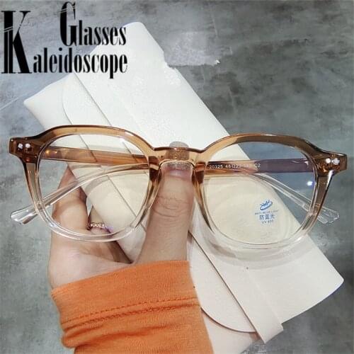 Round Glasses Frame Women Men Anti Blue light Eyeglasses Frames Retro Myopia Optical Spectacle Student Transparent Fake Glasses