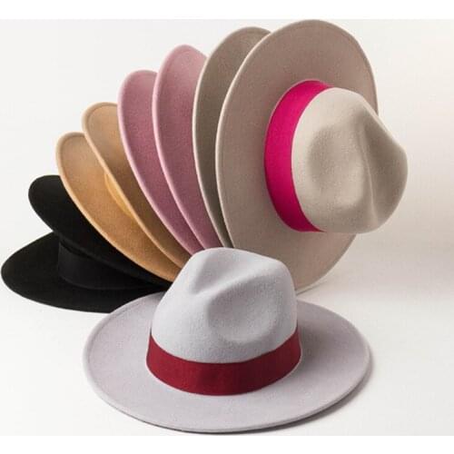 Autumn and Winter New Multicolor Decorative Jazz Hat with Fine Wool Fabric and Leisure Felt Jazz Hat fascinator hats for women