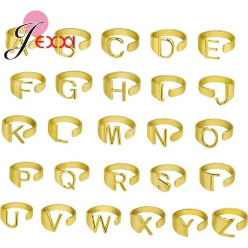 Initial Letter Rings For Women 925 Sterling Silver Ring Gold Color Men A-Z Rings Initia Anillos Mujer Alphabet Jewelry
