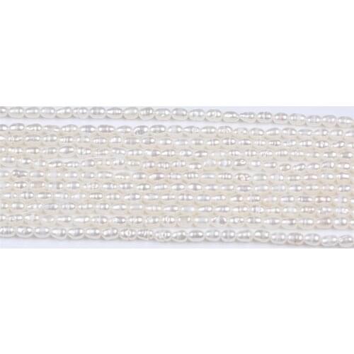Natural 2.5-3mm Rice Drop Shape real pearls Freshwater Pearl strands