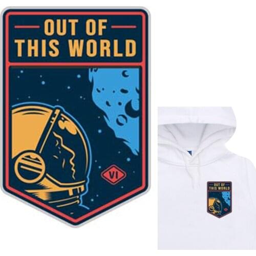 Pulaqi UFO Heat Transfer For Clothes Vinyl Stickers Alien Iron On Transfer For Clothing Printed Ironing Stickers Thermal Badge