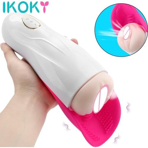 Aircraft Cup Penis Training Tongue Licking Artificial Vagina Glans Stimulate Massager Sucking Vibrator Male Masturbation Cup
