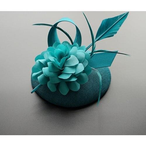Handmade Brand Feather Fascinator Hat Hair Clip Women Blue PInk Red Shooting Headwear Elegant Ladies Costume Party Headwear New
