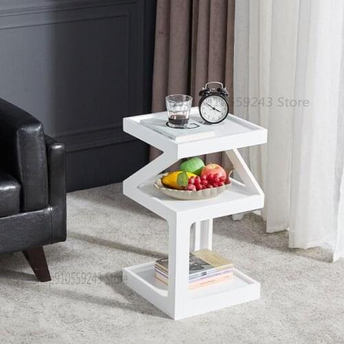 Nordic Solid Wood Side Table Flower Rack Shelf Simple Modern Living Room Creative Sofa Bedside Table Side Table Corner Table Cof