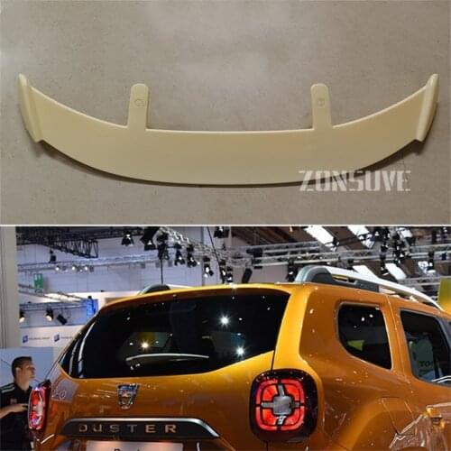 Use For 2018-2020 Dacia Duster Spoiler ABS Plastic Carbon Fiber Look Hatchback SUV Roof Rear Wing Body Kit Accessories
