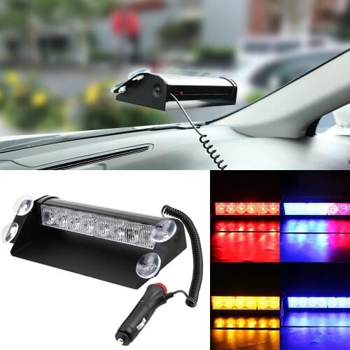 LEEPEE LED Strobe Light DC 12V 8LED Suction cup Car Truck Emergency Flasher 3 Flashing Modes Warning Light Signal Lamp