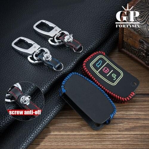 Luminous Genuine leather Key chain ring Car key cover case holder for Ford Focus 2 Focus MK2 fiesta kuga Escape,3 Buttons fold