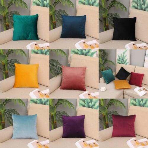 High Quality Velvet Solid Square Pillowcase Home Hotel Living Room Sofa Pillow Cover Ins Style Comfort Touch Easy To Wash